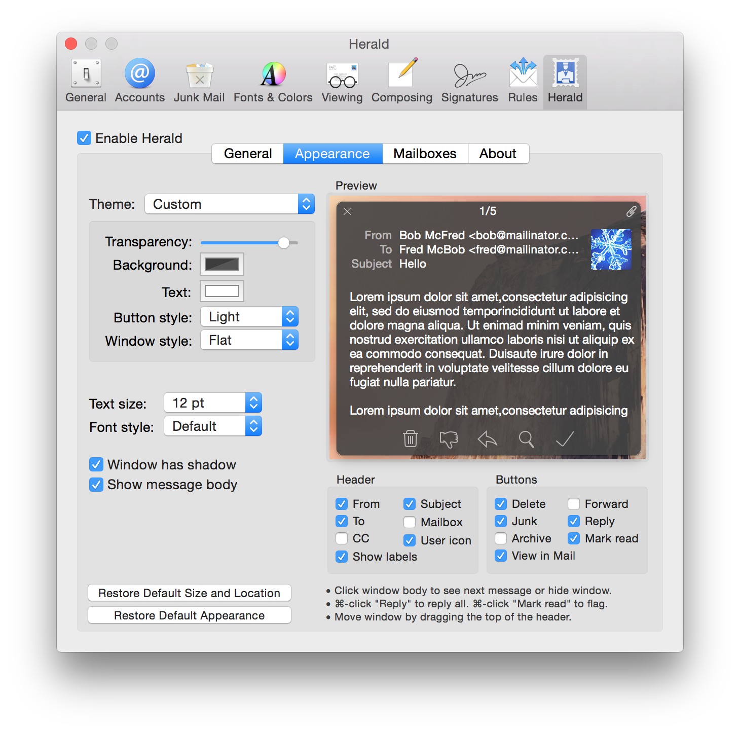 苹果邮件提醒插件Herald for Mac